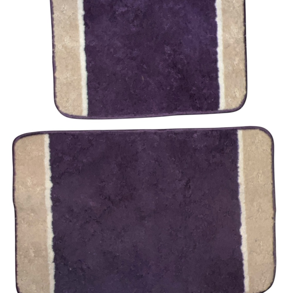RUGS | PURPLE WHITE AND BEIGE BATHROOM MAT SET